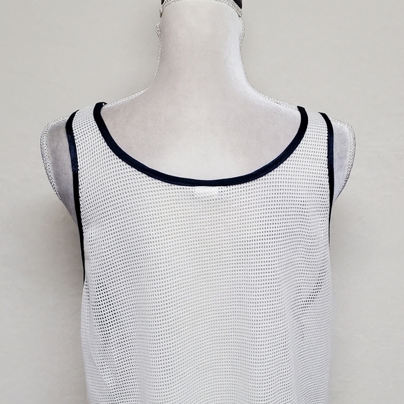 VINTAGE 1970s Bill Rodgers Blue White Mesh Sleeveless Singlet Running Sport Tank - Picture 12 of 15